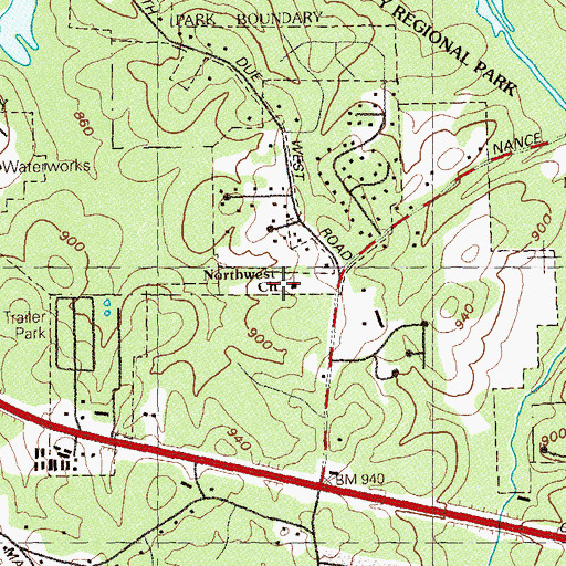 Topographic Map of Northwest Baptist Church, GA