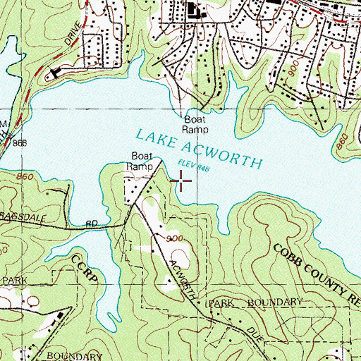 Topographic Map of Cobb County Regional Park, GA