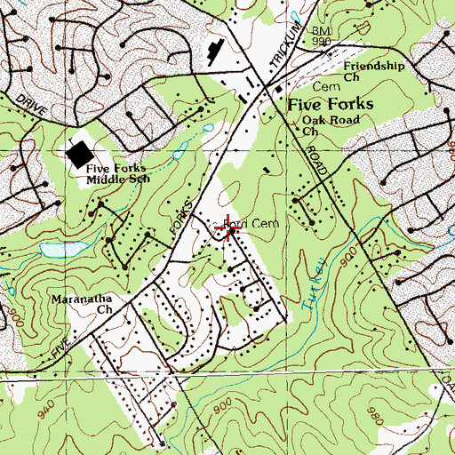 Topographic Map of Ford Cemetery, GA
