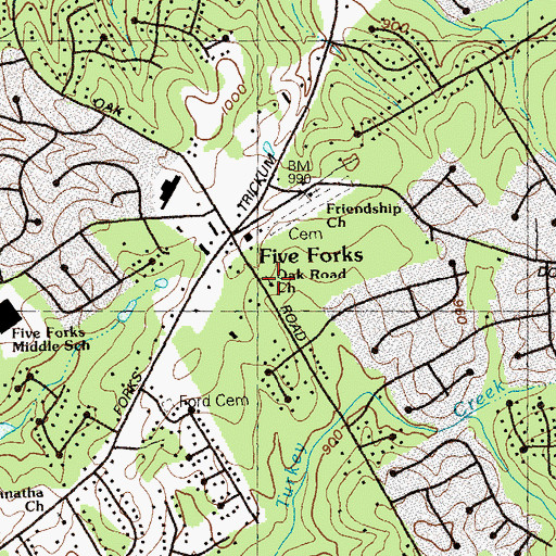 Topographic Map of Oak Road Lutheran Church, GA