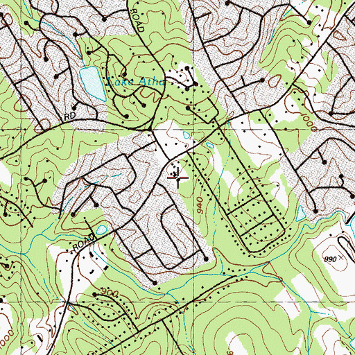 Topographic Map of Brookwood Baptist Church, GA