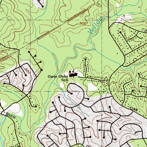Topographic Map of Gwin Oaks Elementary School, GA