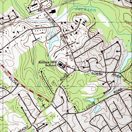 Topographic Map of Killian Hill Church, GA