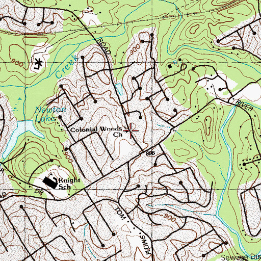 Topographic Map of Colonial Woods Baptist Church, GA