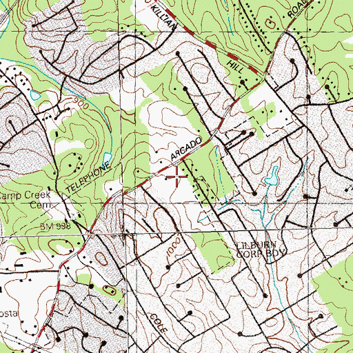 Topographic Map of Iglesia Bautista Church, GA