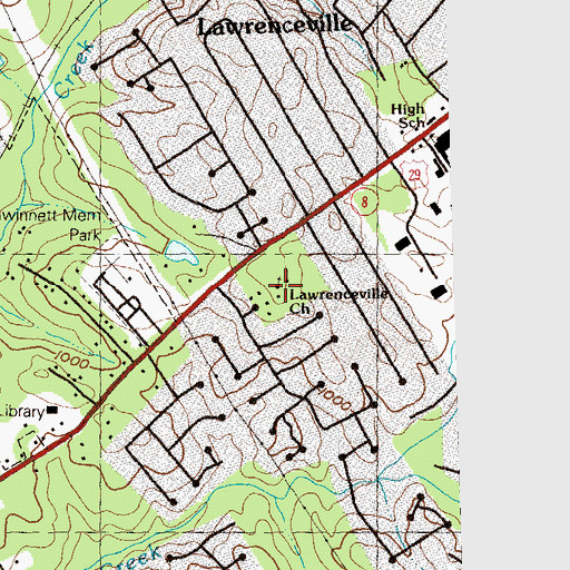 Topographic Map of Lawrenceville Presbyterian Church, GA