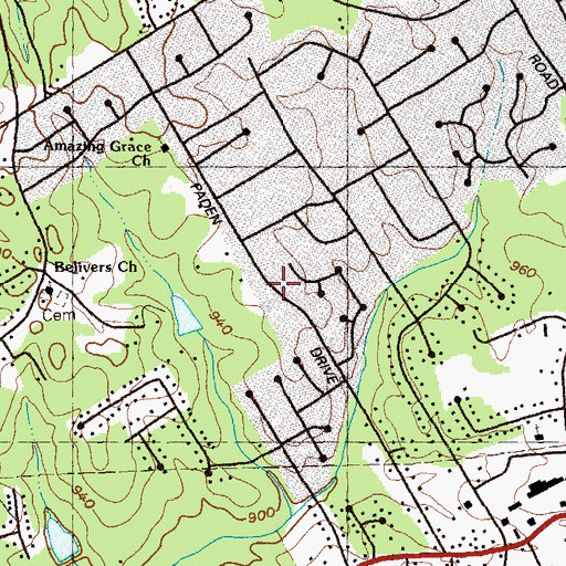 Topographic Map of Believers Baptist Church, GA
