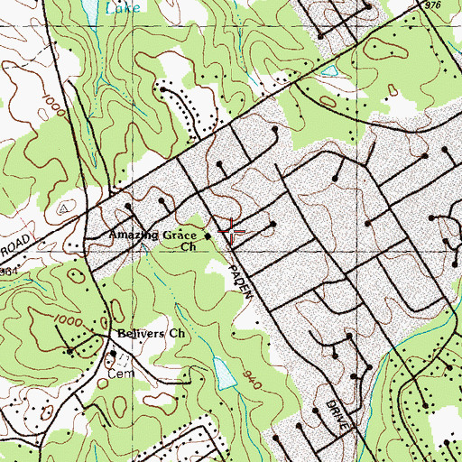 Topographic Map of Amazing Grace Baptist Church, GA