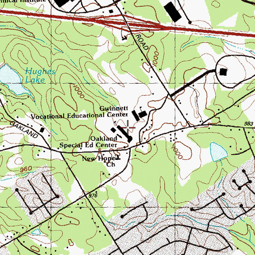 Topographic Map of Oakland Center, GA