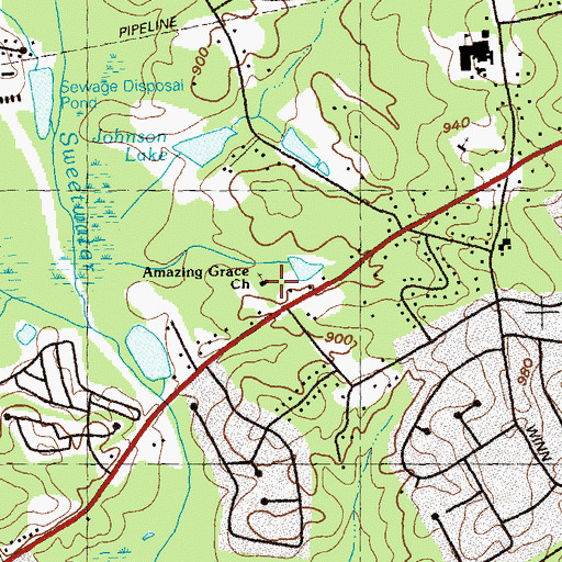 Topographic Map of Amazing Grace Lutheran Church, GA