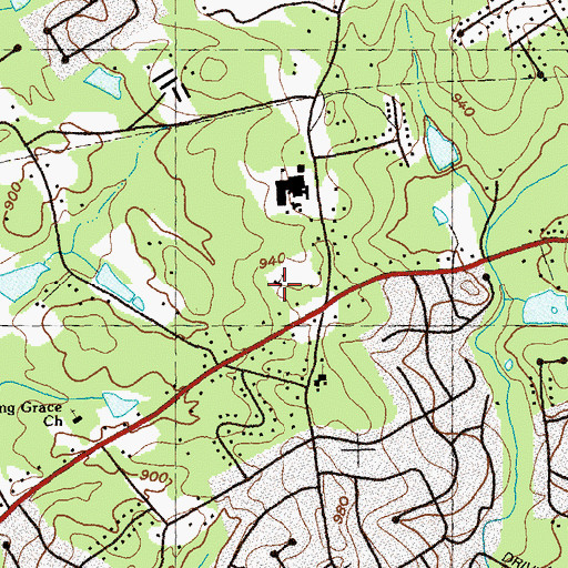 Topographic Map of Oak Hill Baptist Church, GA