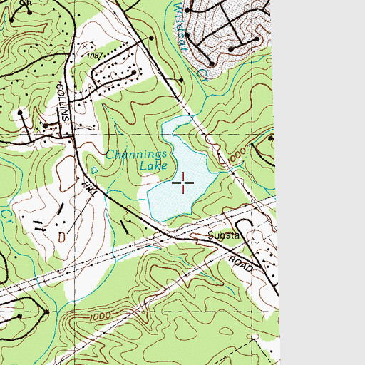 Topographic Map of Channings Lake, GA