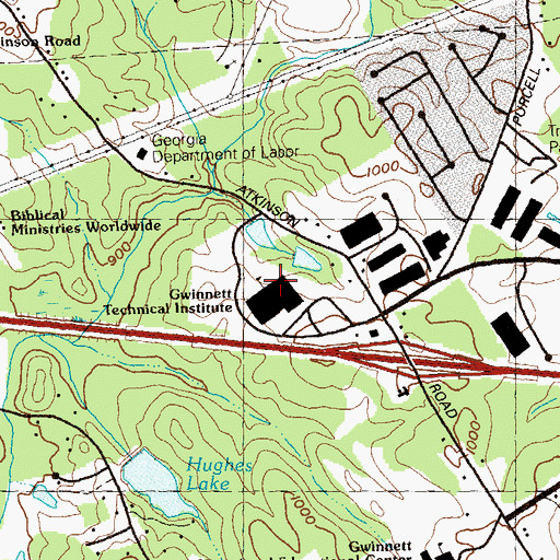 Topographic Map of Gwinnett Technical College, GA