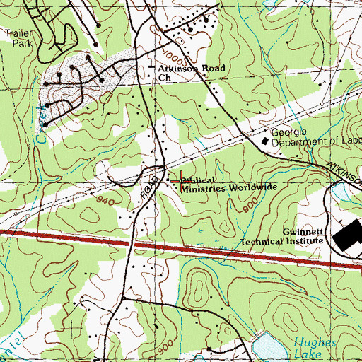 Topographic Map of Biblical Ministeries Worldwide, GA