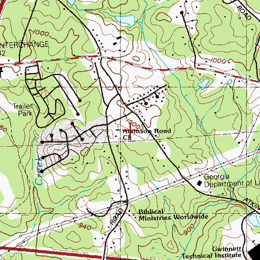 Topographic Map of Atkinson Road Baptist Church, GA