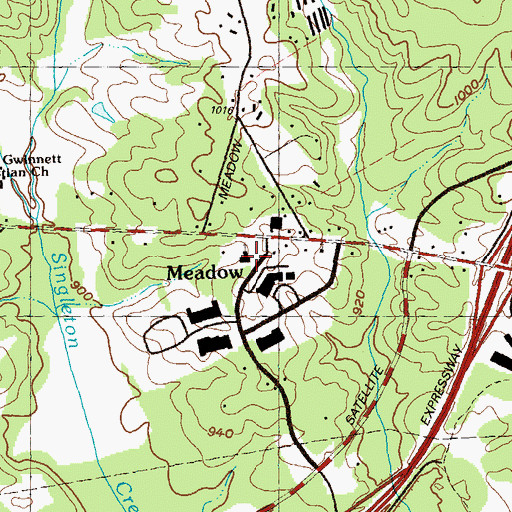 Topographic Map of Meadow Baptist Church, GA