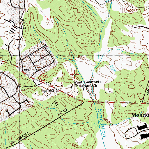 Topographic Map of West Gwinnett Christian Church, GA
