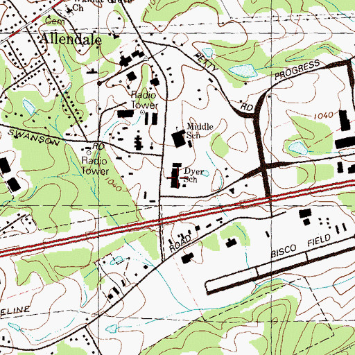 Topographic Map of J G Dyer Elementary School, GA