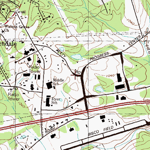 Topographic Map of Lawrenceville Middle School, GA