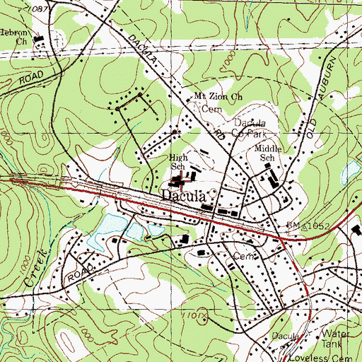 Topographic Map of Dacula High School, GA