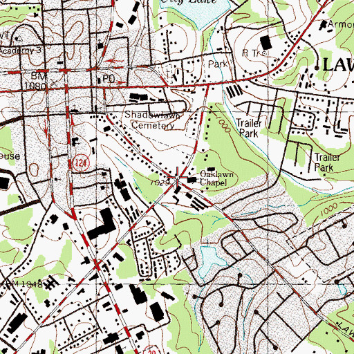 Topographic Map of Oaklawn Chapel, GA