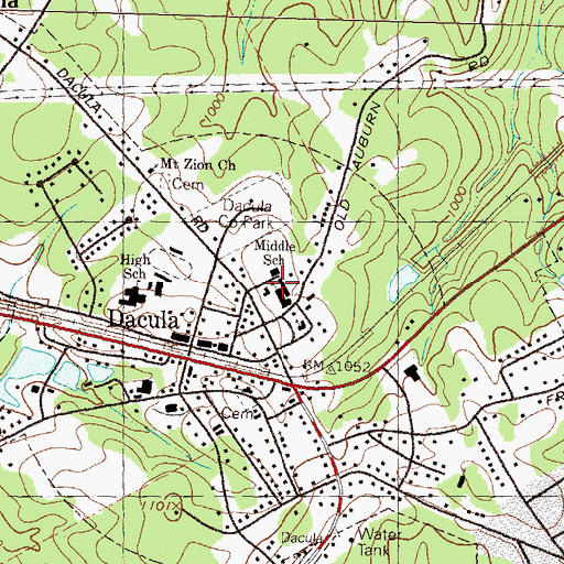 Topographic Map of Dacula Middle School, GA
