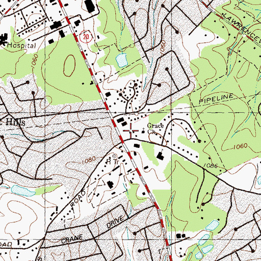 Topographic Map of Grace Bible Church, GA