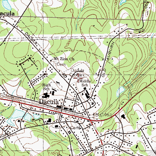 Topographic Map of Dacula Park, GA