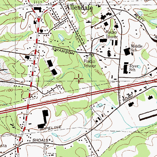 Topographic Map of Gwinnett County Detention Center, GA