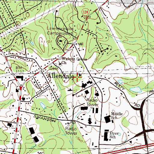 Topographic Map of New Canaan Baptist Church, GA