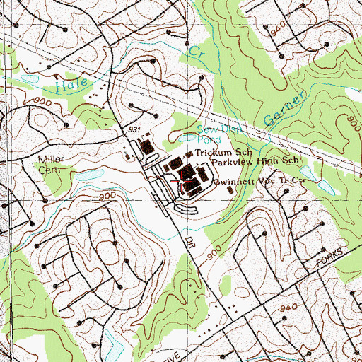 Topographic Map of Gwinnett Vocational Training Center, GA