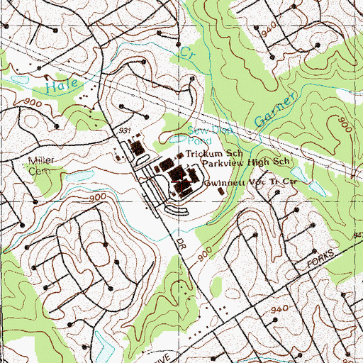 Topographic Map of Parkview High School, GA