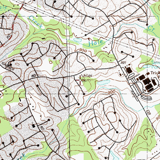 Topographic Map of Miller Cemetery, GA