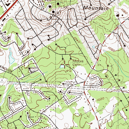 Topographic Map of Moore Cemetery, GA