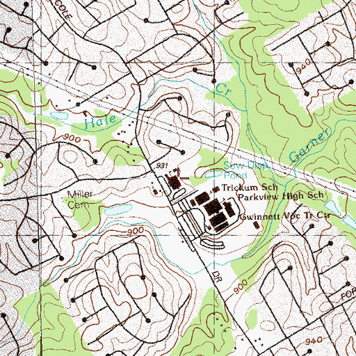 Topographic Map of Camp Creek Elementary School, GA