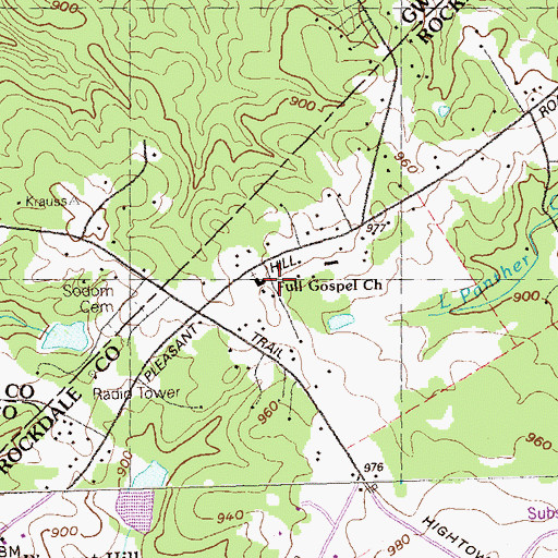 Topographic Map of Full Gospel Church, GA