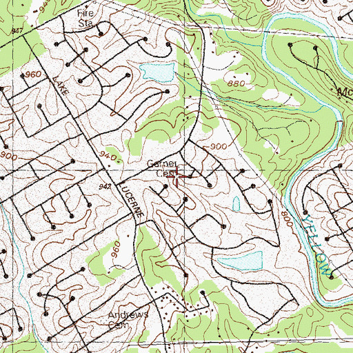 Topographic Map of Garner Cemetery, GA