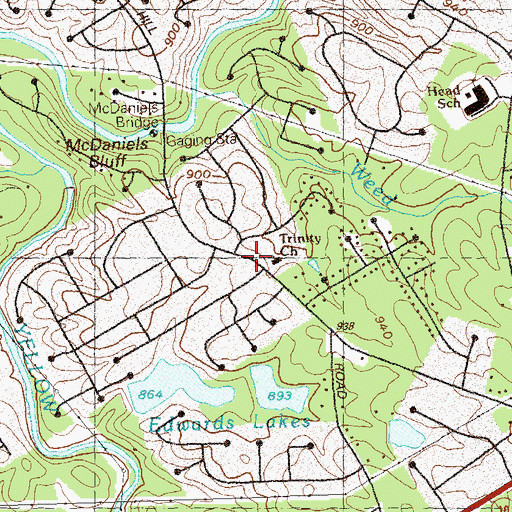Topographic Map of Trinity Church, GA
