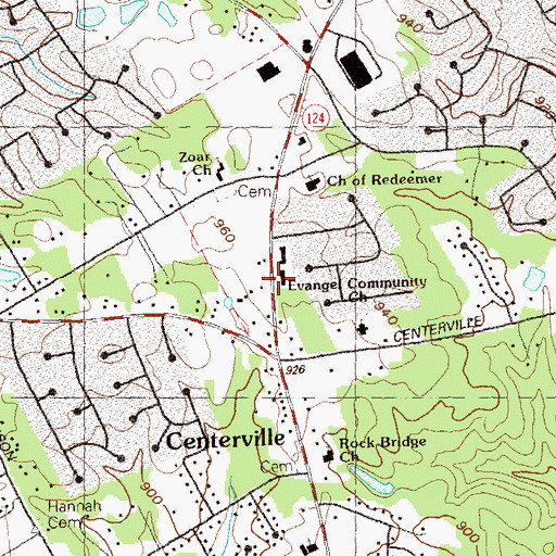 Topographic Map of Evangel Community Church, GA
