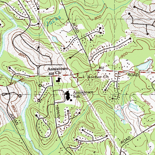 Topographic Map of Anchor Church, GA