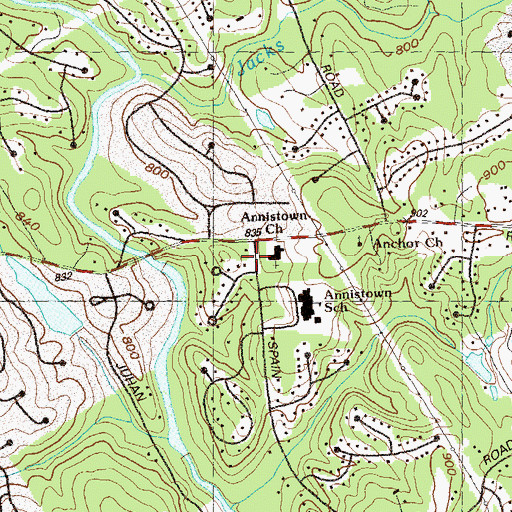 Topographic Map of Annistown Church, GA