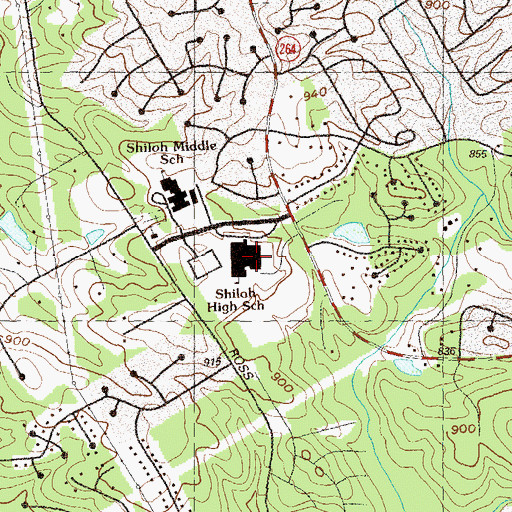 Topographic Map of Shiloh High School, GA