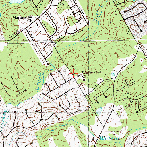 Topographic Map of White Oak Church, GA