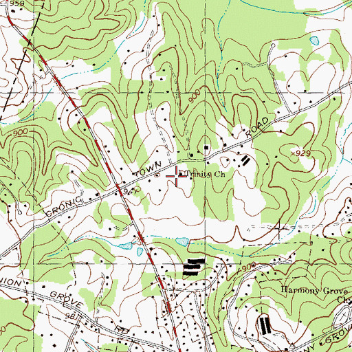Topographic Map of Trinity Church, GA