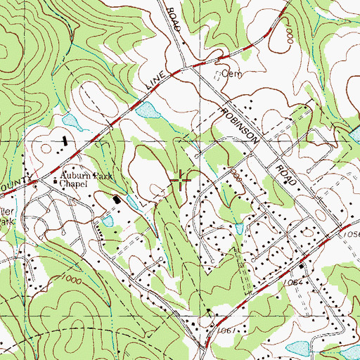 Topographic Map of Auburn Park Chapel, GA