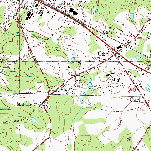 Topographic Map of Helton Cemetery, GA