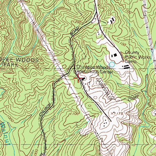 Topographic Map of Chicopee Woods Agricultural Center, GA