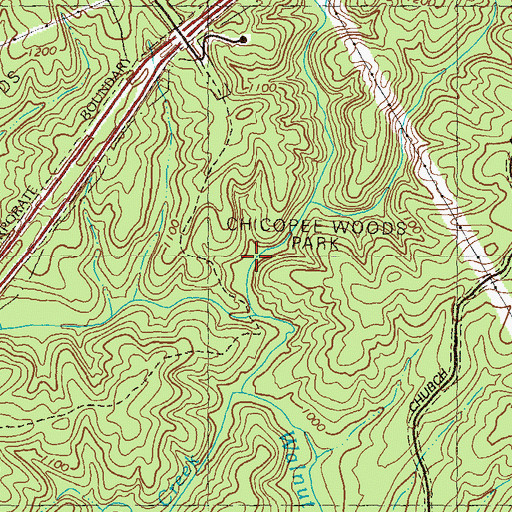 Topographic Map of Chicopee Woods Park, GA