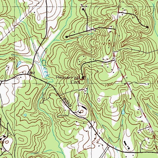 Topographic Map of Pleasant Hill Cemetery, GA