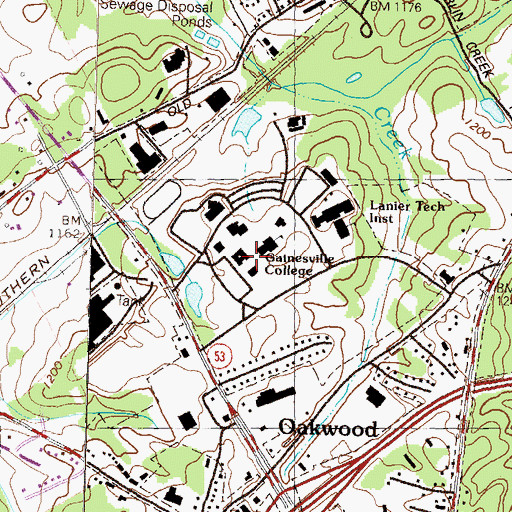 Topographic Map of Gainesville State College, GA